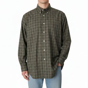 Jos A Banks Executive Collection Shirt Plaid Green Long Sleeves Button Up Mens L